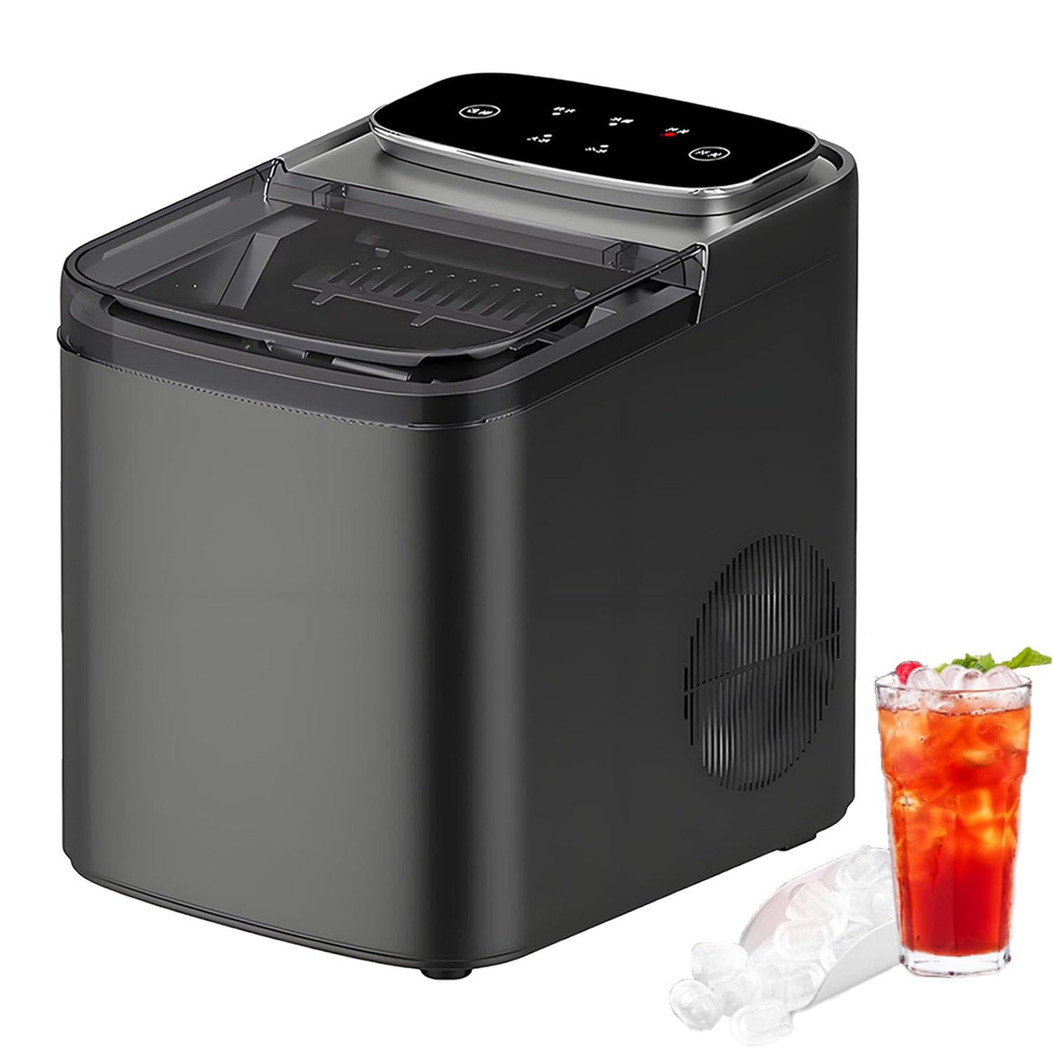 Dumipme Multicolor Portable Countertop Bullet Ice Maker, Matte Grey, 9 Cubes Per Cycle