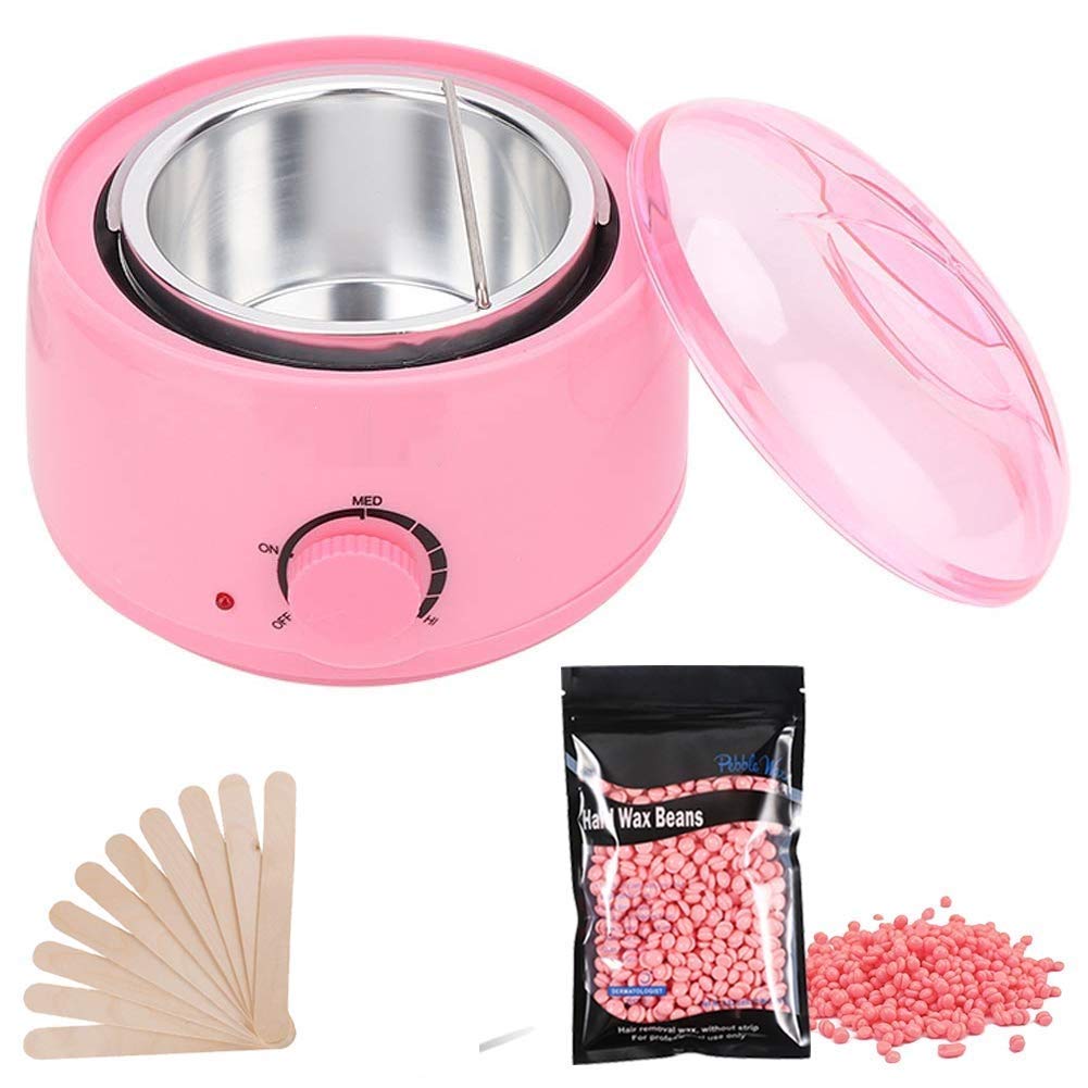 Waxing Kit Combo - Wax Warmer with 100g Hair Removal Wax Beans, Wooden Chips for Hard Wax, and Waxing Kit for Women - Multi Color
