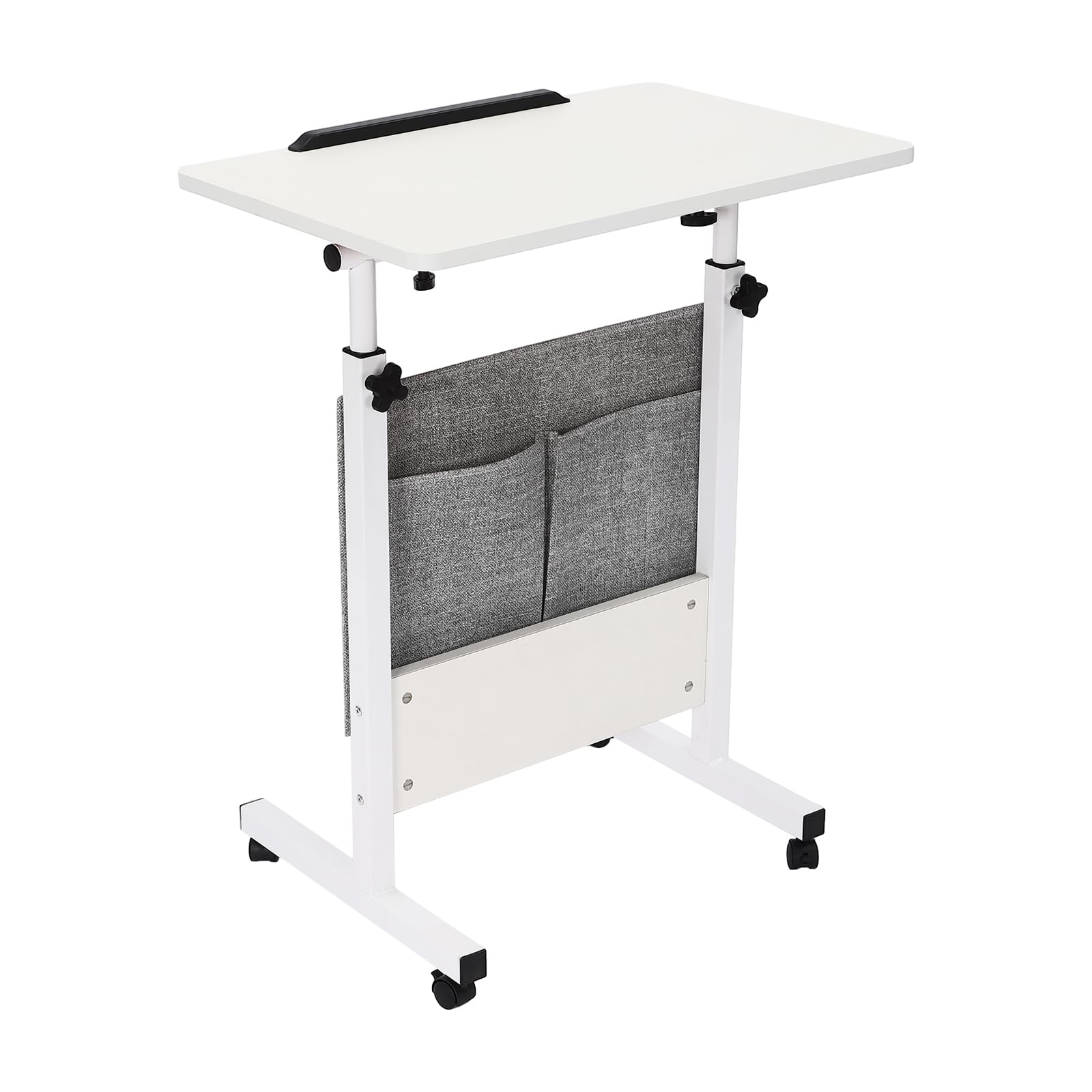Height Adjustable Standing Desk with Storage Bag and Wheels Rolling Stand Up Desk Computer Table with 180 Flip