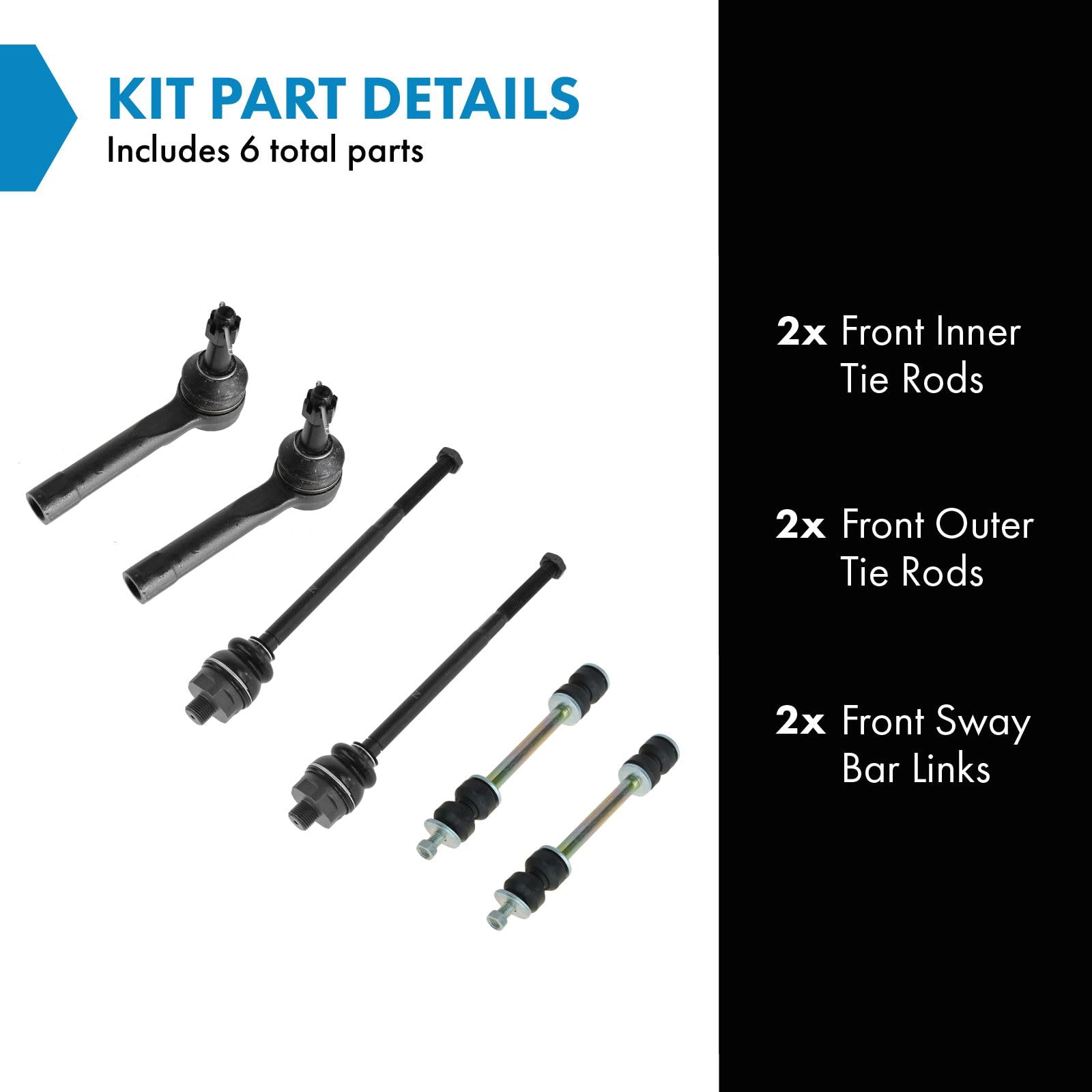 2 Pc Steering Front LH RH Outer Tie Rod Ends Pair Kit
