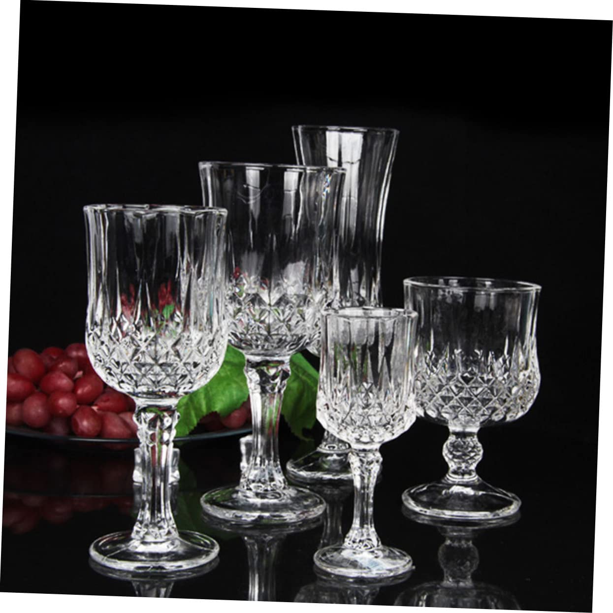 4 Stück Teiliges Kristallglas Diamantgravur Frostige Weingläser für Rotwein Cocktails und Wasser Elegante Kelche mit Hohem Stiel für Partys Restaurants und Besondere Anlässe