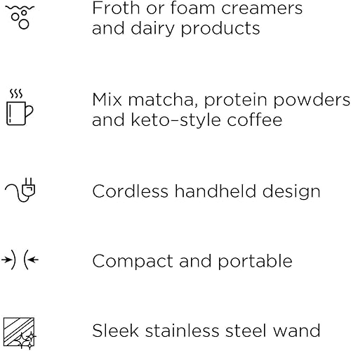 Miniatura 4 de Chefman Espumador de leche eléctrico de mano crea espuma para café, capuchinos y lattes, mezcla matcha y proteína en polvo, inalámbrico y compacto,