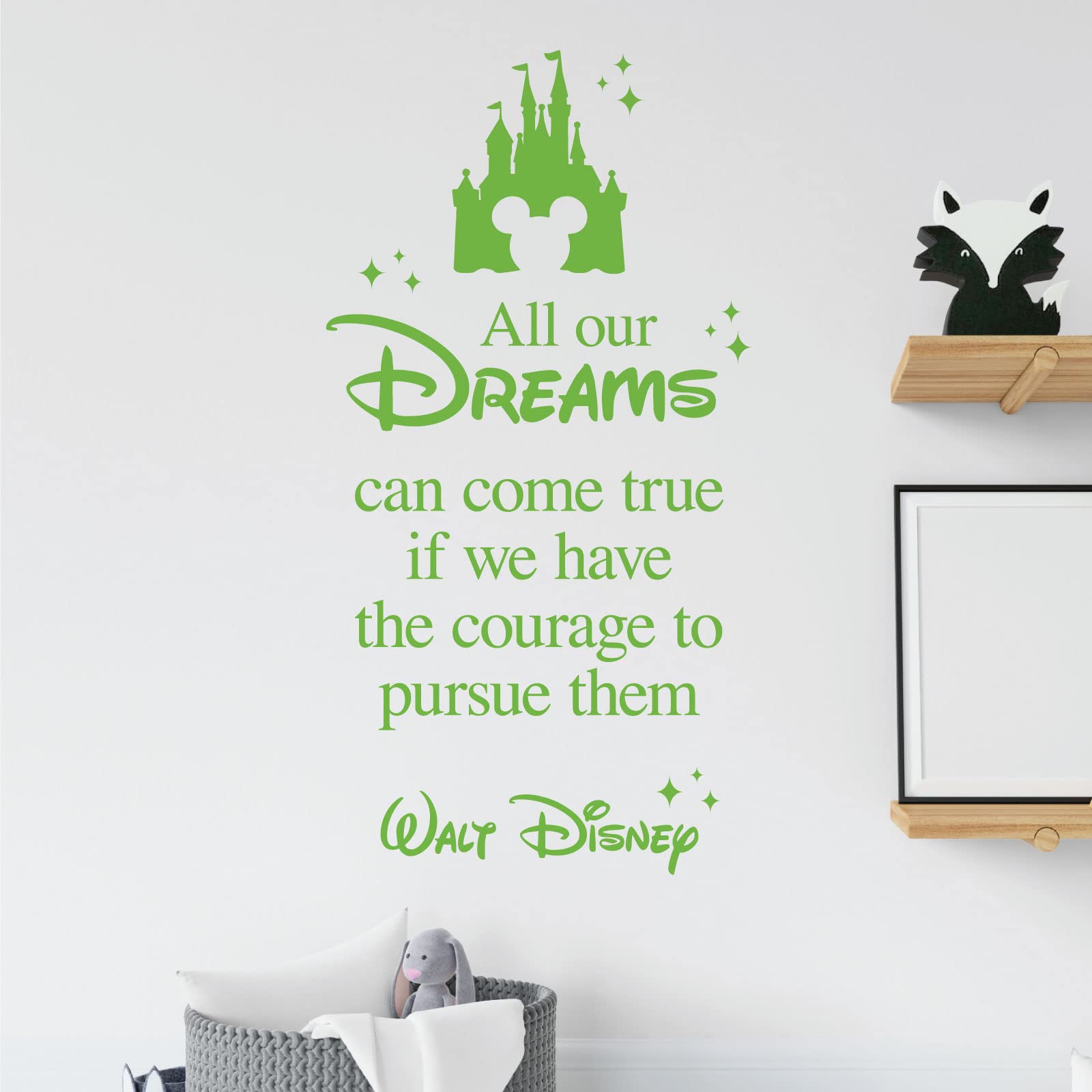 All Our Dreams Can Come True if We Have the Courage to Pursue Them - Motivational Quote Vinyl Wall Decal Sticker [Large] [Lime]