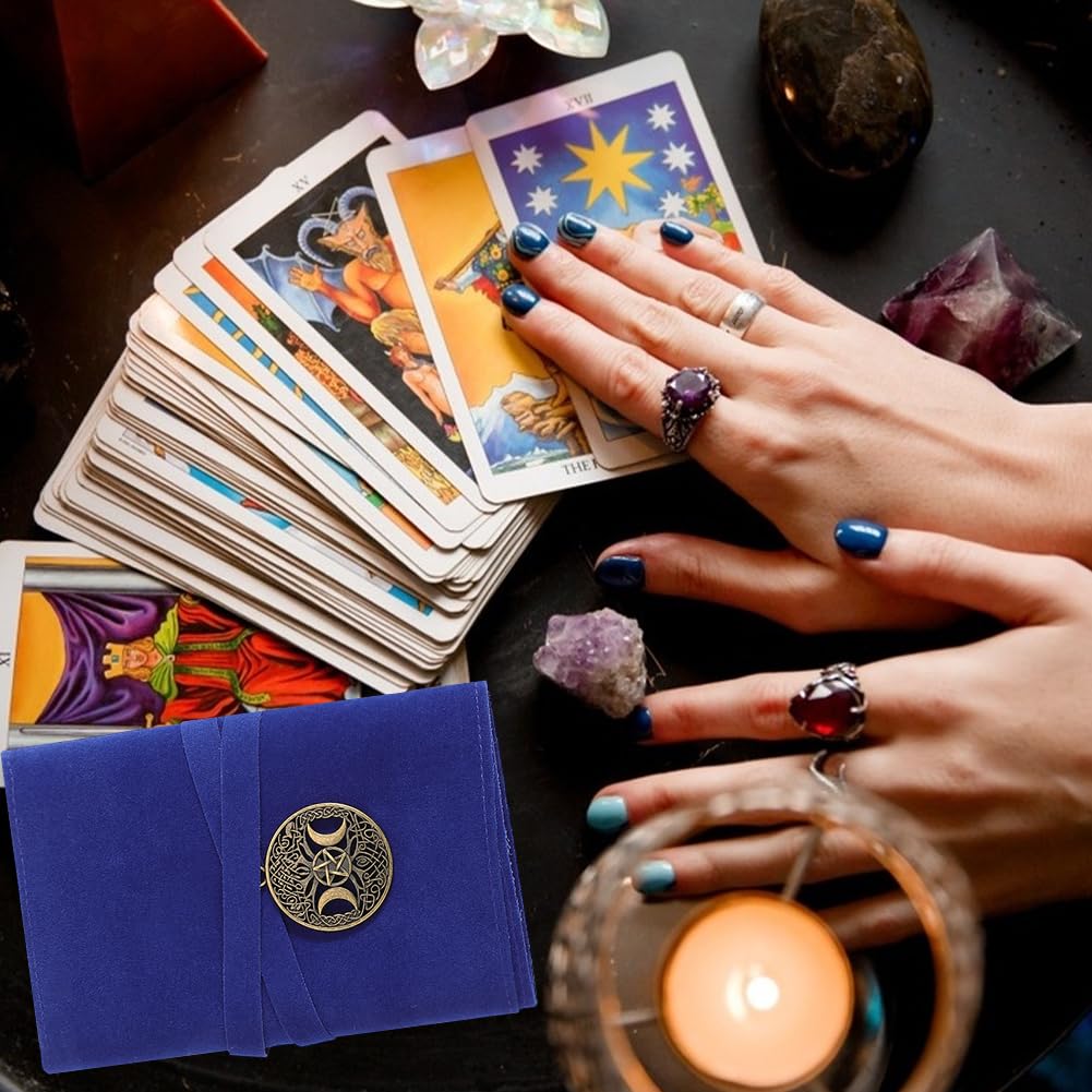 Kit De Rangement HINGTAI Pour Cartes De Tarot – 2 Pochettes En Velours (rouge Et Vert Foncé) Et 1 Pièce De Décision, Protection Et élégance