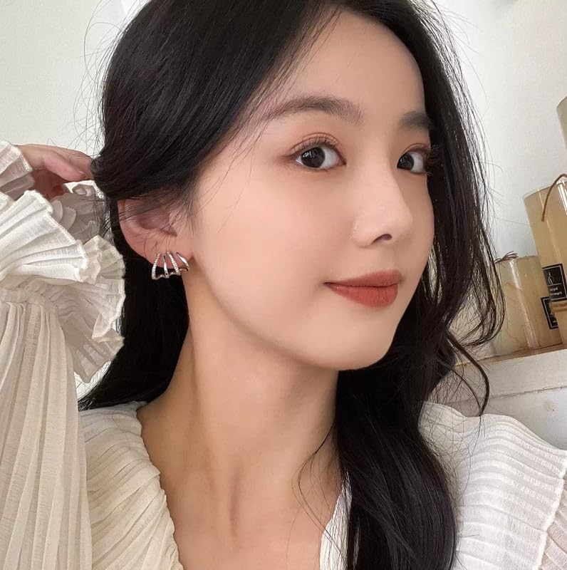 S925 Plated Temperament Fashion 4 Claws Earrings Personalized Simple Earring4