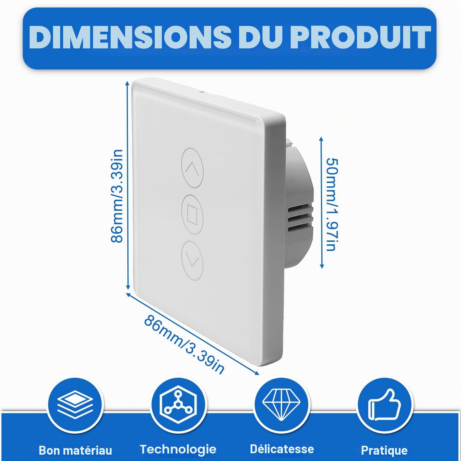Lot de 4 interrupteurs de volets roulants WiFi, interrupteur de volet roulant intelligent, interrupteur de volet roulant 2,5D, Wi-Fi intelligent, compatible avec Alexa/Yandex/Google Home, minuterie et