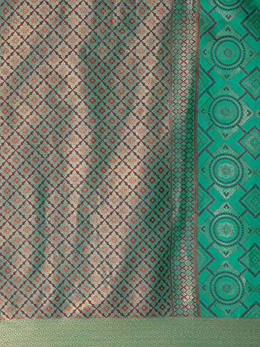 Image of AKHILAM Women's silk blend Saree with Unstitched Blouse Piece (MNIKN28001 Parent)