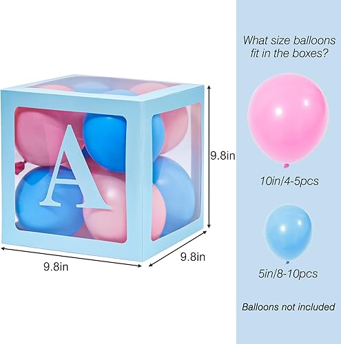 Miniatura 2 de RUBFAC Cajas de bebé con letras para baby shower, caja de bloque transparente azul, cajas de globos transparentes, decoración de fiesta de