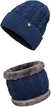 AMOLDO Winter Woolen Unisex Knit Beanie Cap And Neck Warmer Set With Fur Lining | Hat And Scarf Soft And Warm Combo Set For Men And Women