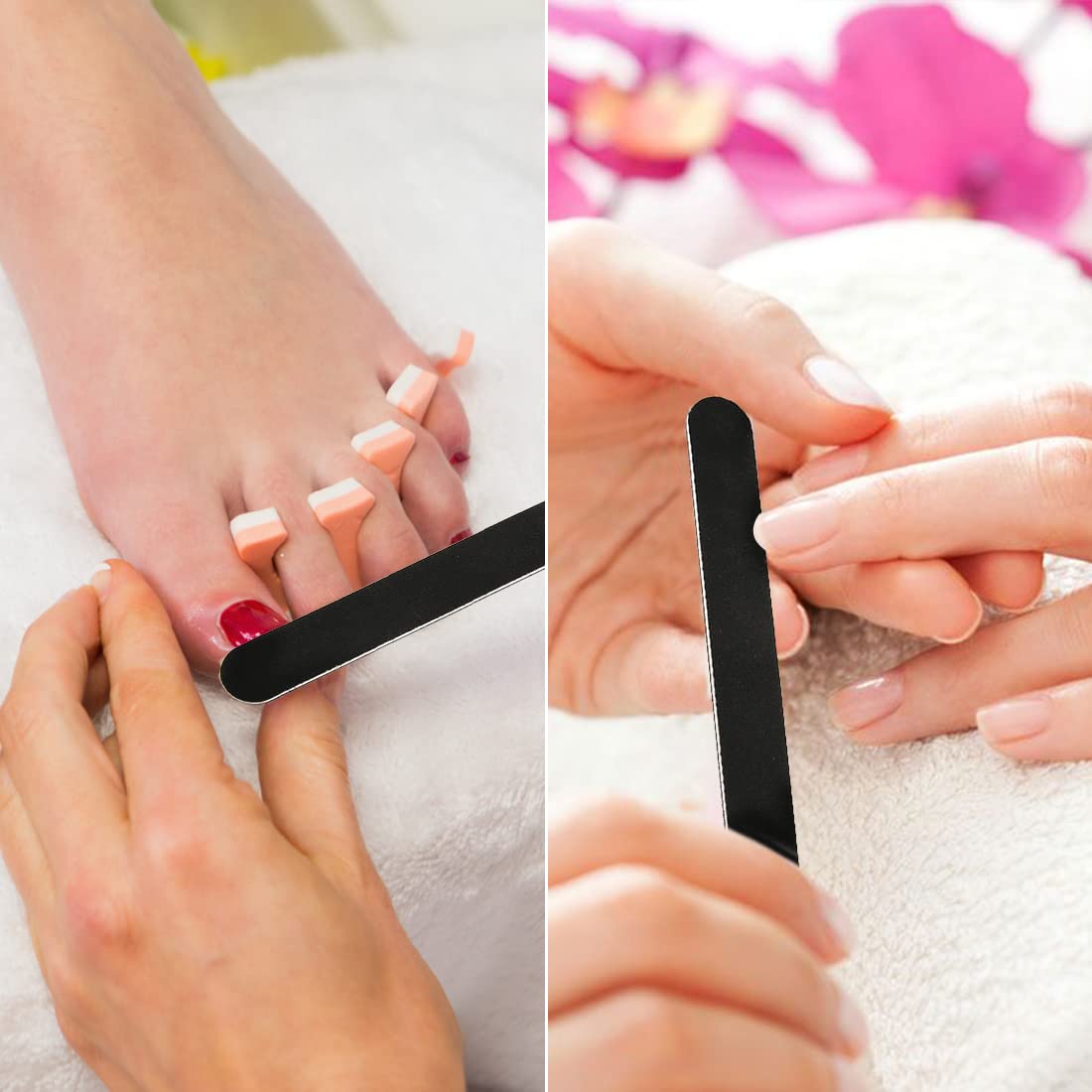 Ncheli 20 Pezzi Lime per Unghie Professionali Nere, Lima Doppia Faccia 100/180 Grana, Limette Sottili per Manicure Pedicure Gel Acrilico, 17.8cm