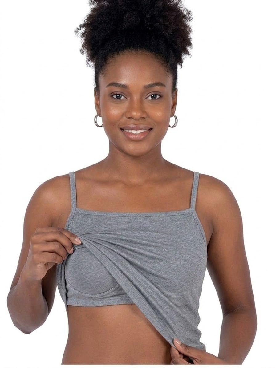 shri modeshwari enterprise Women's Nursing Cami Crop Top, Grey, Spaghetti Strap, Wrap Style, Breastfeeding (Pack of 1) Grey Colour-picture-32