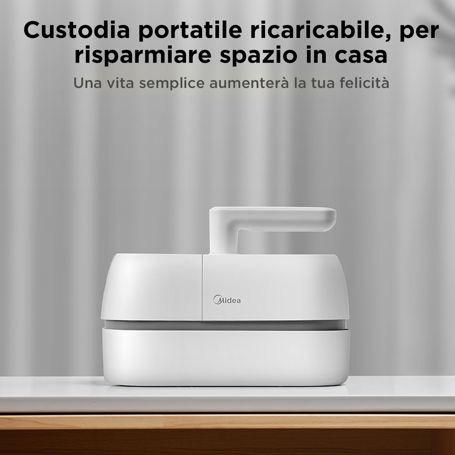 Midea MMC1921WG Aspirapolvere antiacaro senza fili, potenza di aspirazione 7500Pa, Rimozione acari UV, Maniglia girevole,Portable rechargeable case,Elimina facilmente i maits