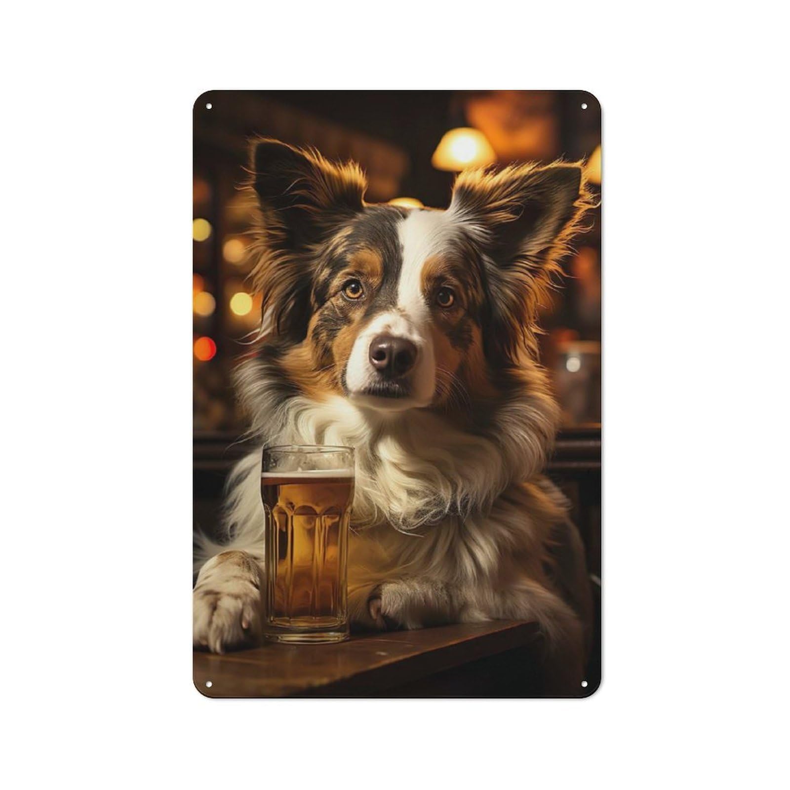 Junmoney The Beer Sipping Dog Vintage Metal Sign 30X20cm For Man Cave Or Games Room, For Kitchen, Dining Room And Home Bar Wall Decor