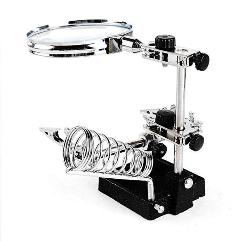 Lente d'ingrandimento da tavolo 10x, con morsetto e supporto per saldatore, regolabile, multifunzione, per gioielli, hobby, officina, Lucky Star
