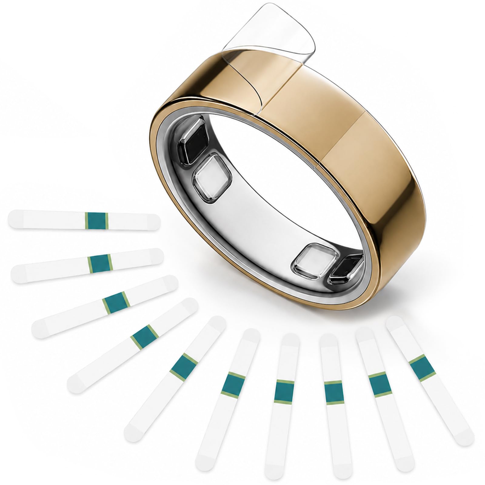 sylacor 10 Pack Clear Protective Films Compatible with Oura Ring 5, 0.15mm Ultra-Thin Invisible Ring Skin, Crystal Clear Anti-Scratch Smart Ring Cover, Supports Charging, Bubble-Free Application
