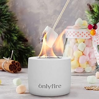Onlyfire Smokeless Tabletop Fire Pit Fireplace, 5 Inch Portable Clean Burning Alcohol Firepit, Concrete Bio Ethanol Firepit Bowl for Indoor and Outdoor use, Round