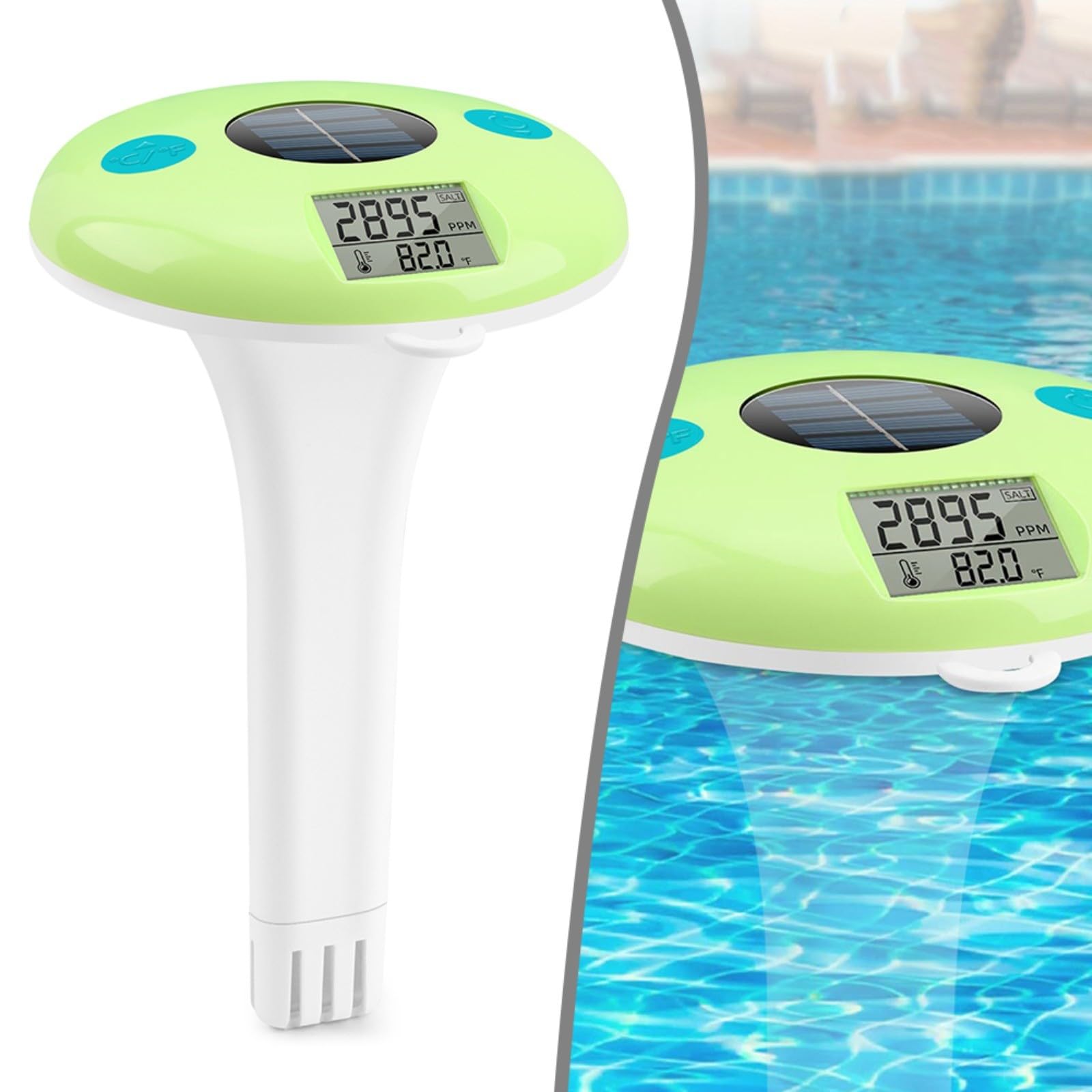 Termometro da piscina, wireless, digitale, galleggiante, misuratore di temperatura di salinità, IPX7, impermeabile, per spa, vasca da bagno, giardino, stagno, 1 unità