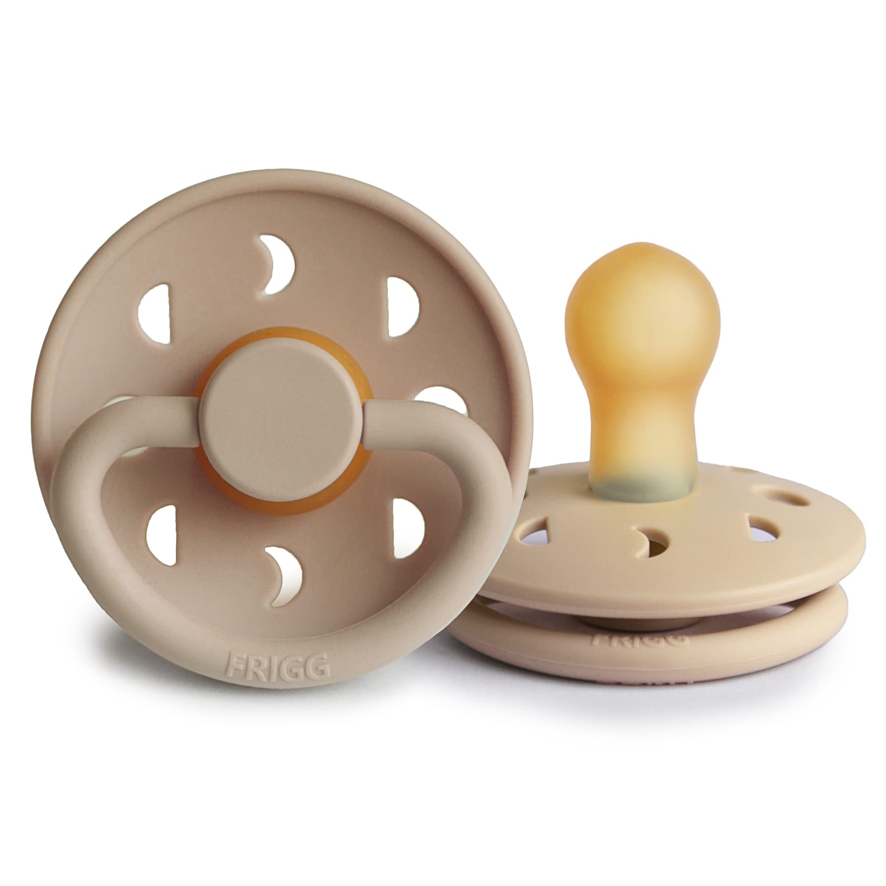 FRIGGMoon Phase Latex Pacifier|1-Pack|Dummy|Symmetrical Cherry Shaped Nipple|BPA Free|Made in Denmark|Click-Lock System|New born | (0-6 Months) Croissant - Size 1