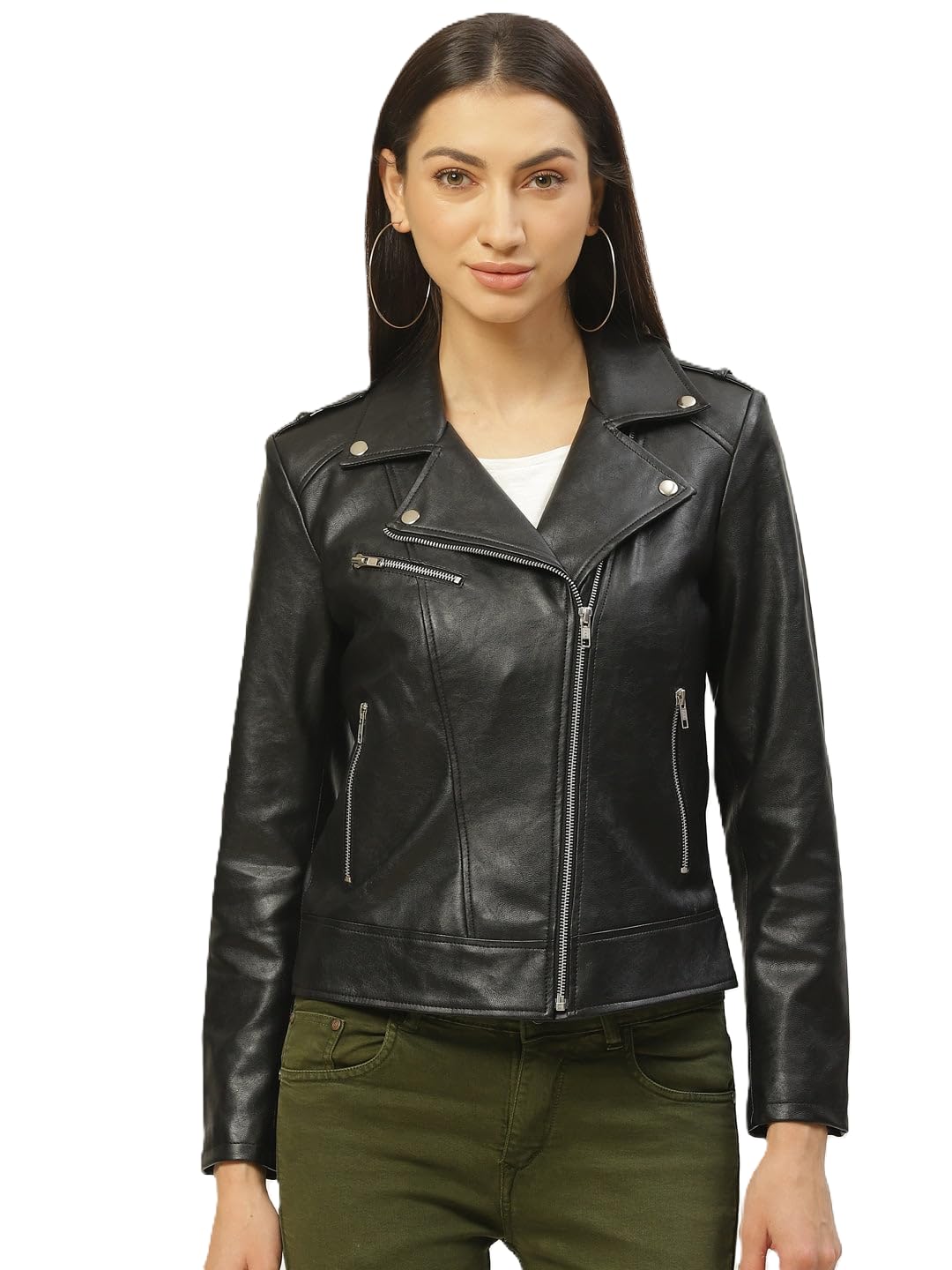 WOMEN BIKER TRENDING FAUX LEATHER JACKET-picture-11