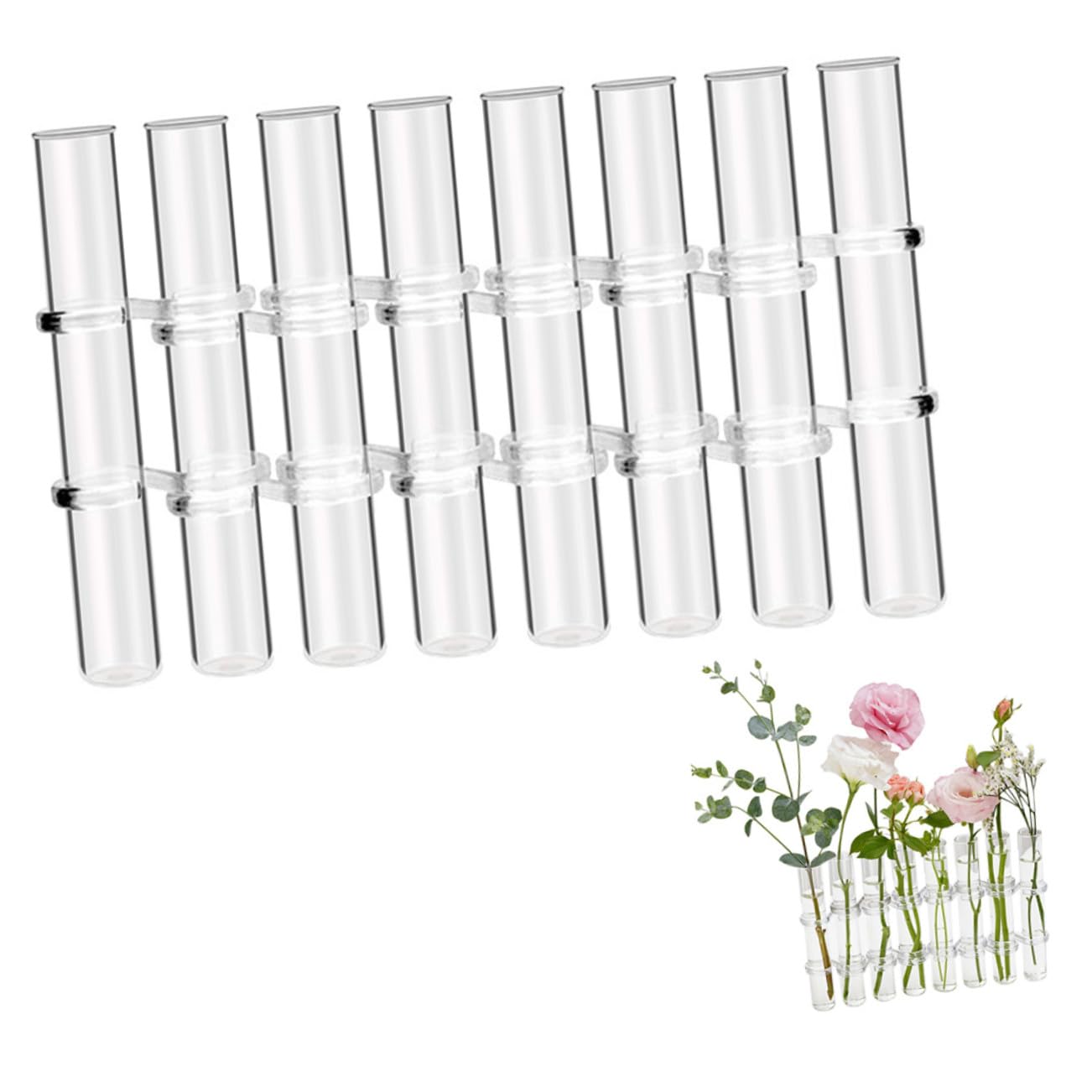 STOBAZA Vase Verre Transparent Grand Format pour Propagation de Plantes Hydroponiques Brosse Support de Décoration Intérieure pour Jardin Mural et Bureau