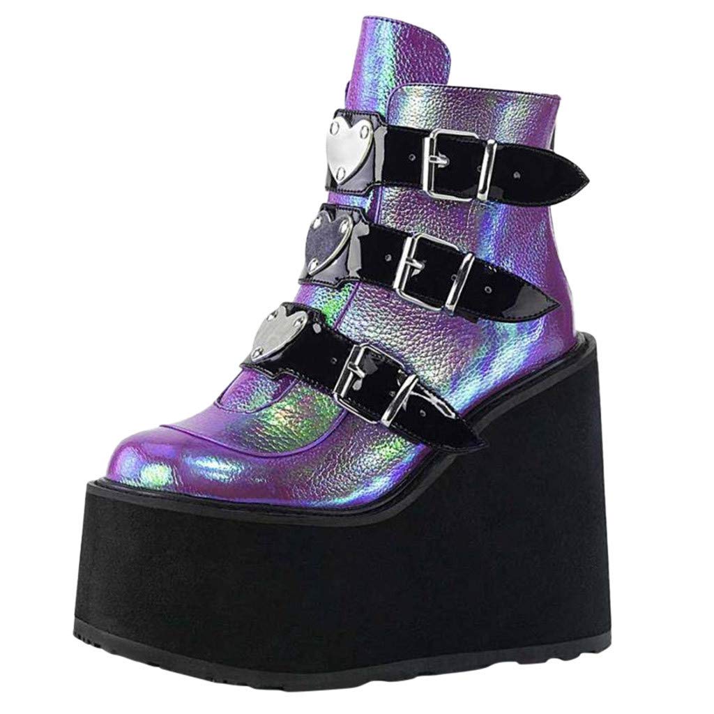 Chaussures à paillettes pour femme - Chaussures à talons compensés - Chaussures hautes - Bottines à paillettes - Chaussures à paillettes - Pour les fêtes, les loisirs ou les mariages - Semelles