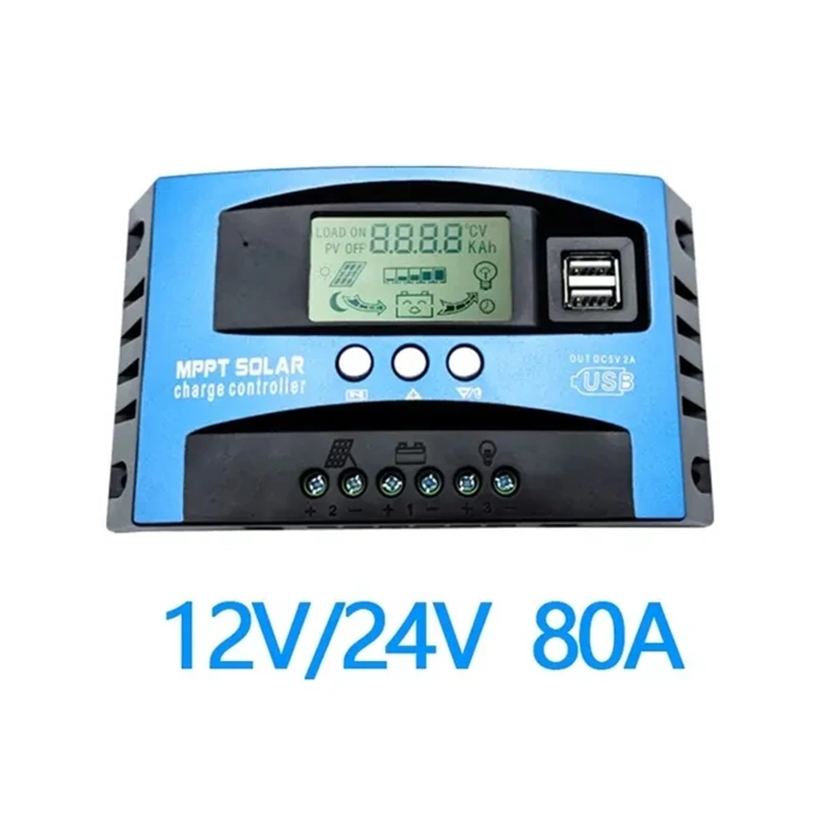 Sterownik ładowania solarnego, Regulator Ładowania Słonecznego MPPT 30A 50A 80A 100A Wyświetlacz LCD 12V 24V AUTO Podwójny USB Regulator Ładowania I Rozładowania Słonecznego(80A)