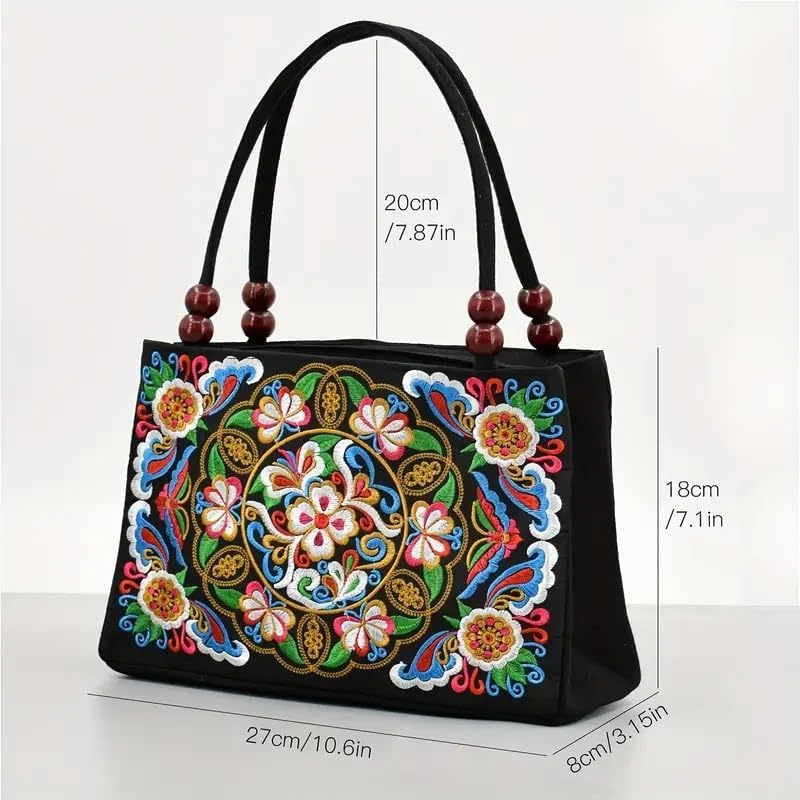 Ethnic Embroidered Shoulder Bag - Boho Floral Vintage Purse for Women4