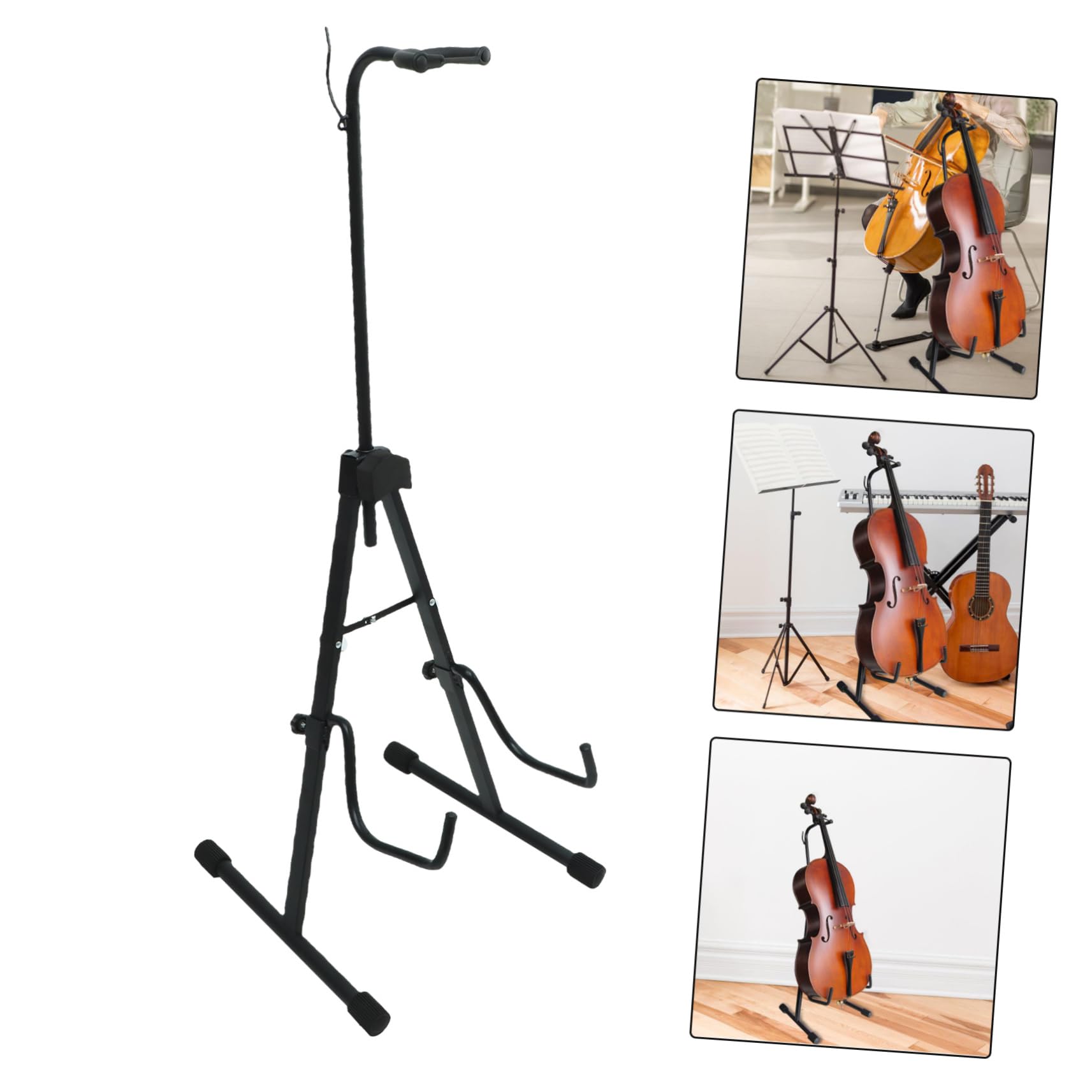 Soporte Plegable para Violonchelo Negro de Aleación, Portátil | Diseño Ajustable y Estable, Incluida, Formato Compacto para Traslado y Guardado Sencillo