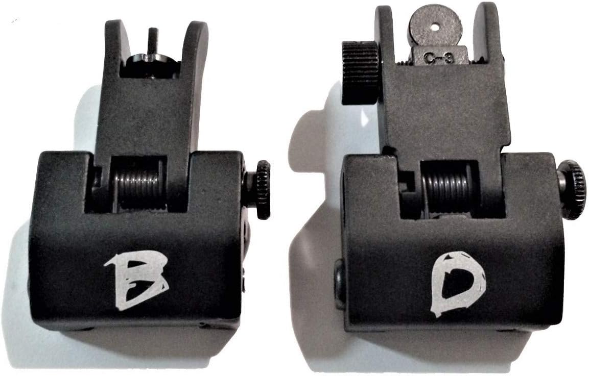 Folding Micro Premium Milspec Backup Iron Sight Set A2 BUIS Front and Rear Included