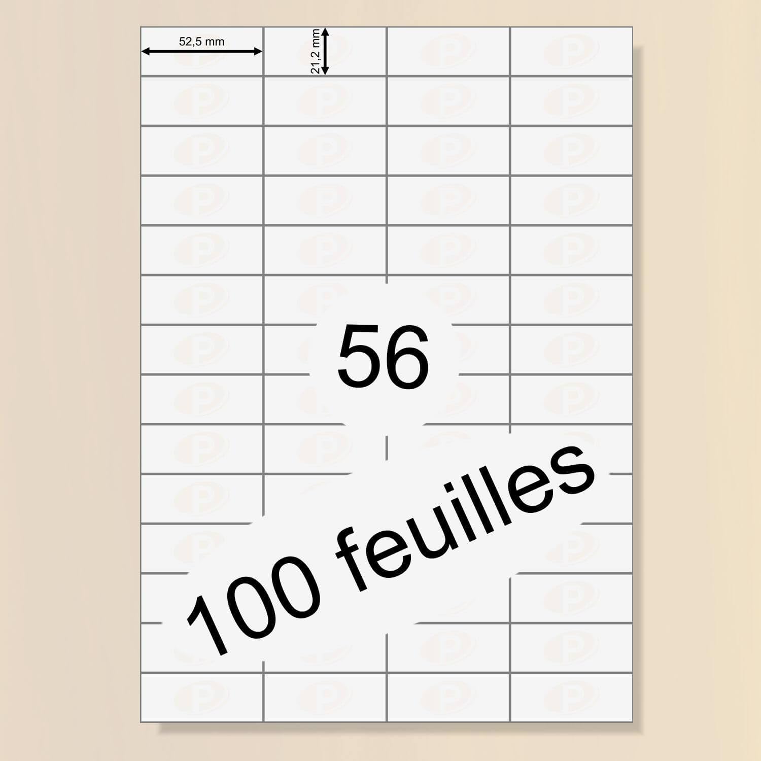 Printation Étiquettes 52,5 x 21,2 mm blanches autocollantes imprimables - 28000 autocollants sur 500 feuilles a4 de 4x14 52,5 x 21,2 mm etiquettes universelles - Papier adhésif/étiquettes adhésives