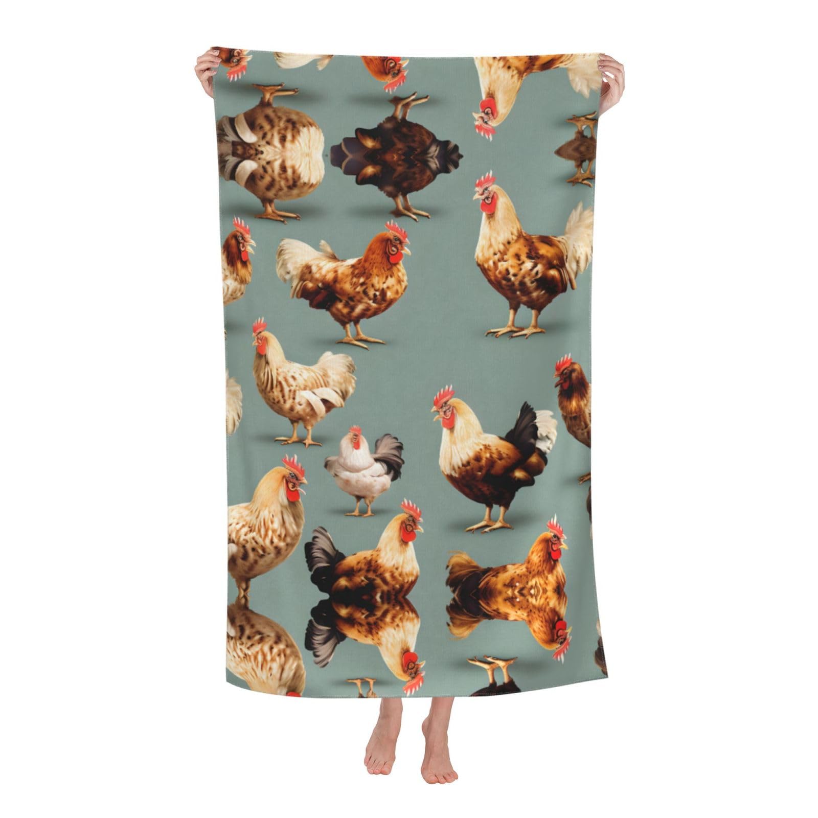 Oazcvbnn Women's White Chicken Prints Print Adult Beach Towel Summer Travel Pool Vacation Swimming Fitness Outdoor Adventures