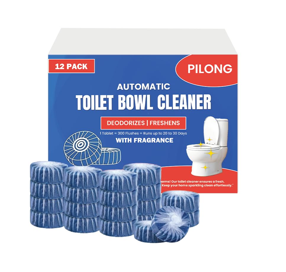 PILONG Automatic Toilet Bowl Cleaner 12 Tablets Bathroom Toilet Tank Cleaner Tablets, Strong Detergent Ability to Keep Toilet Bowl Bright, Fresh and Deodorizes - Hygienic Flush Tabs (B0C2KRZV1D) Amazon Price History, Amazon Price Tracker