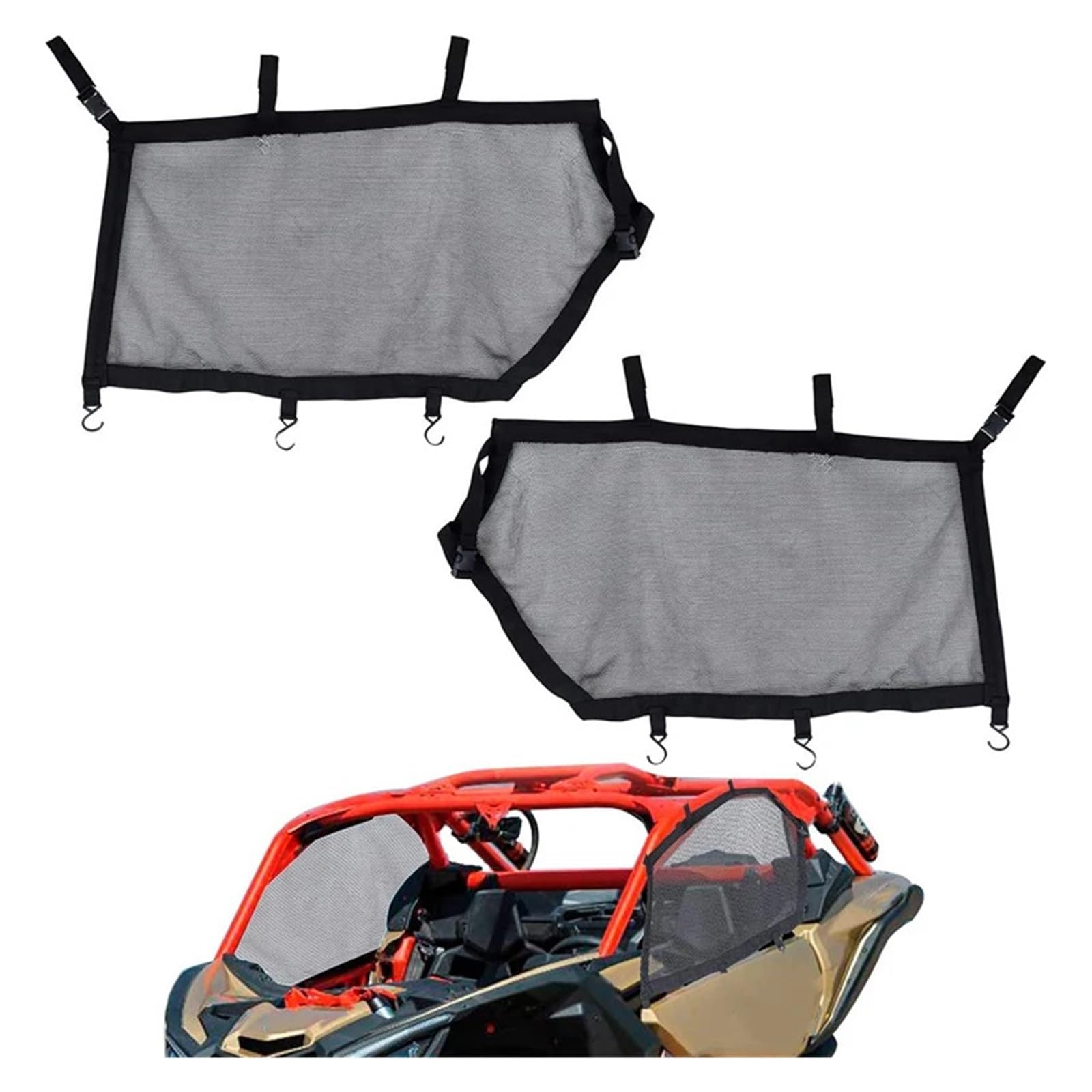 Red for Ventana Derecha e Izquierda UTV Compatible con Can-Am Maverick X3 2017-2021, protección for Sombra de Ventana, Jaula antivuelco, Malla for Puerta, prevención de arañazos