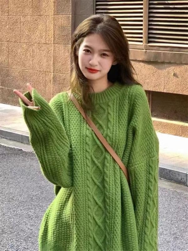 Amazon.co.jp: ニットレディ優しい風グリーン麻の丸首セーター女秋冬