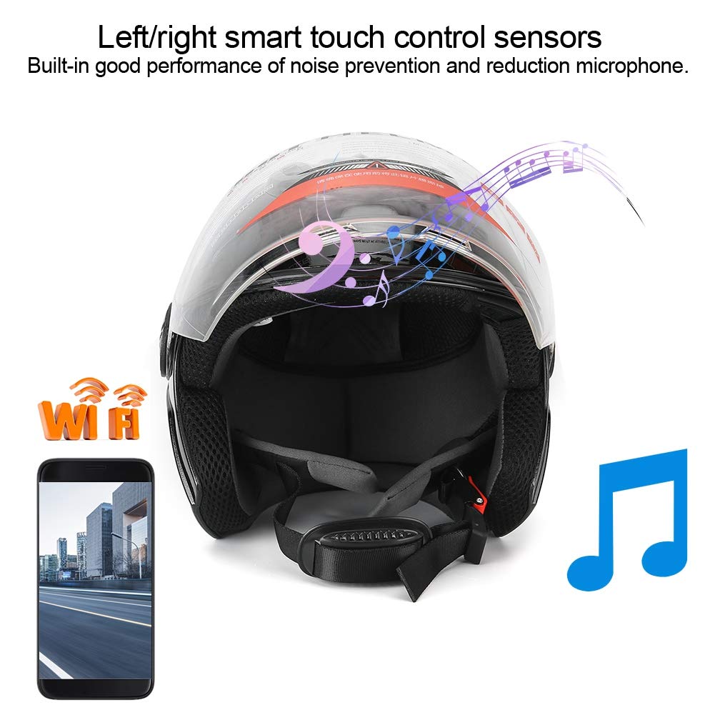 Interfono Bluetooth per Casco Moto, per Comunicazione Wireless, Controllo Musica, Batteria a Lunga Durata, Sensori Smart Touch, Materiale ABS ad Alto Impatto