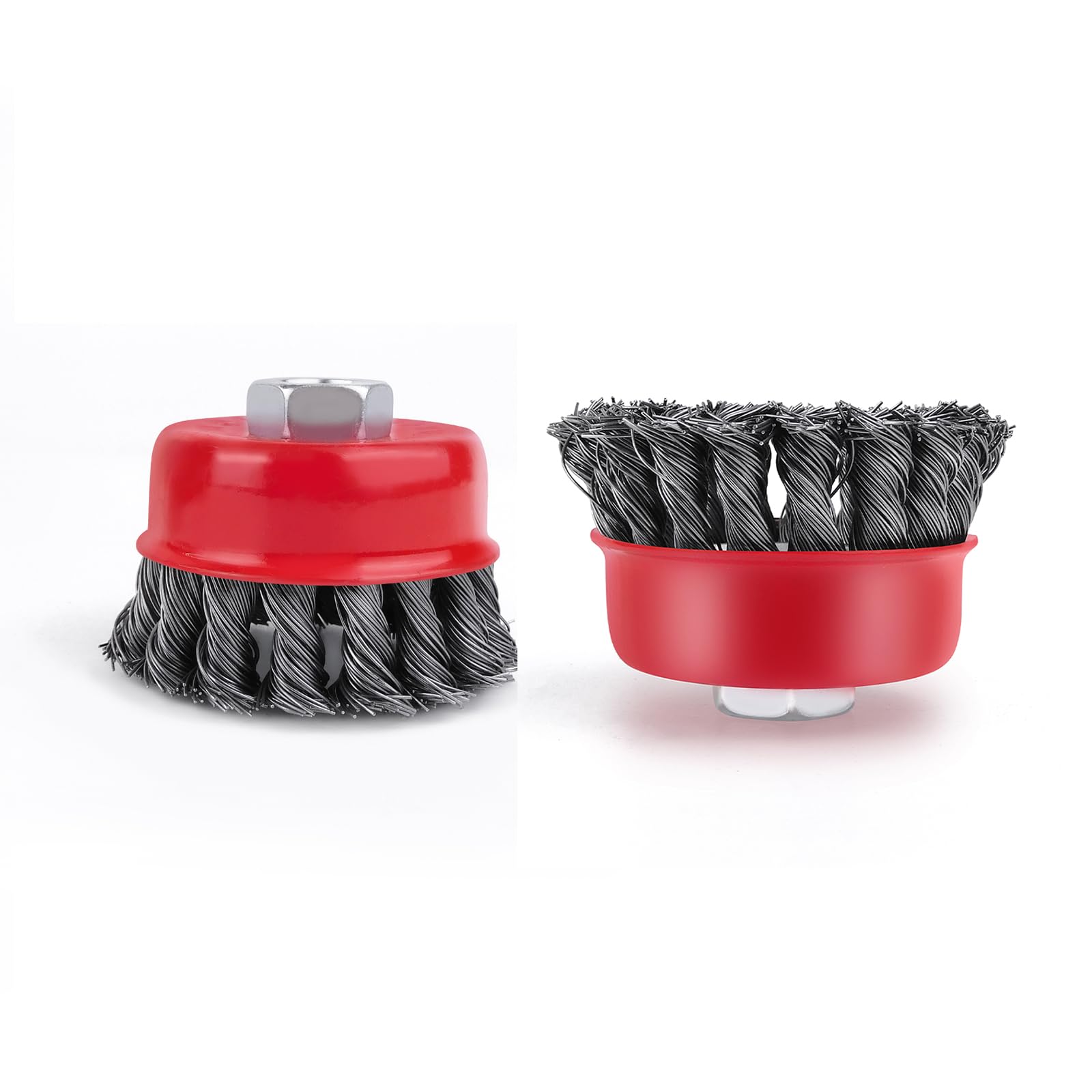 HSHa Wire Cup Brush 3/4 Inch Knot Wire Wheel for Angle Grinders M14 Shaft, 4pcs