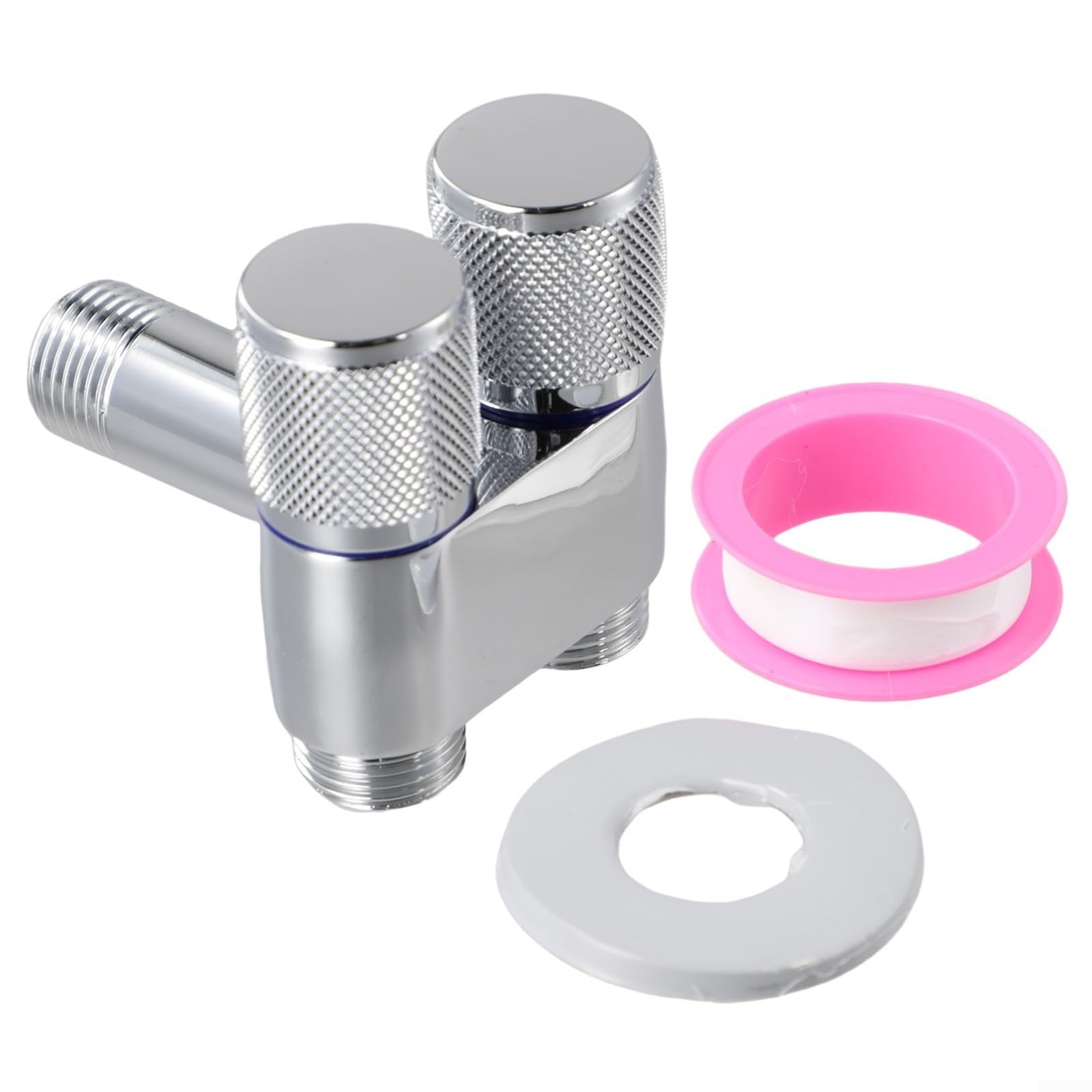 Válvula de control dual de 1 en 2 salidas, grifo de baño, válvula de control doble, accesorio de bidé de ducha para máquina (plata)