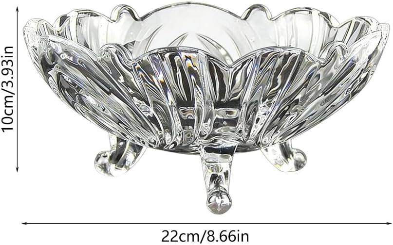 Elegant Clear Glass Nut Bowl With Nonslip Base 3-Leg Design For Home Use