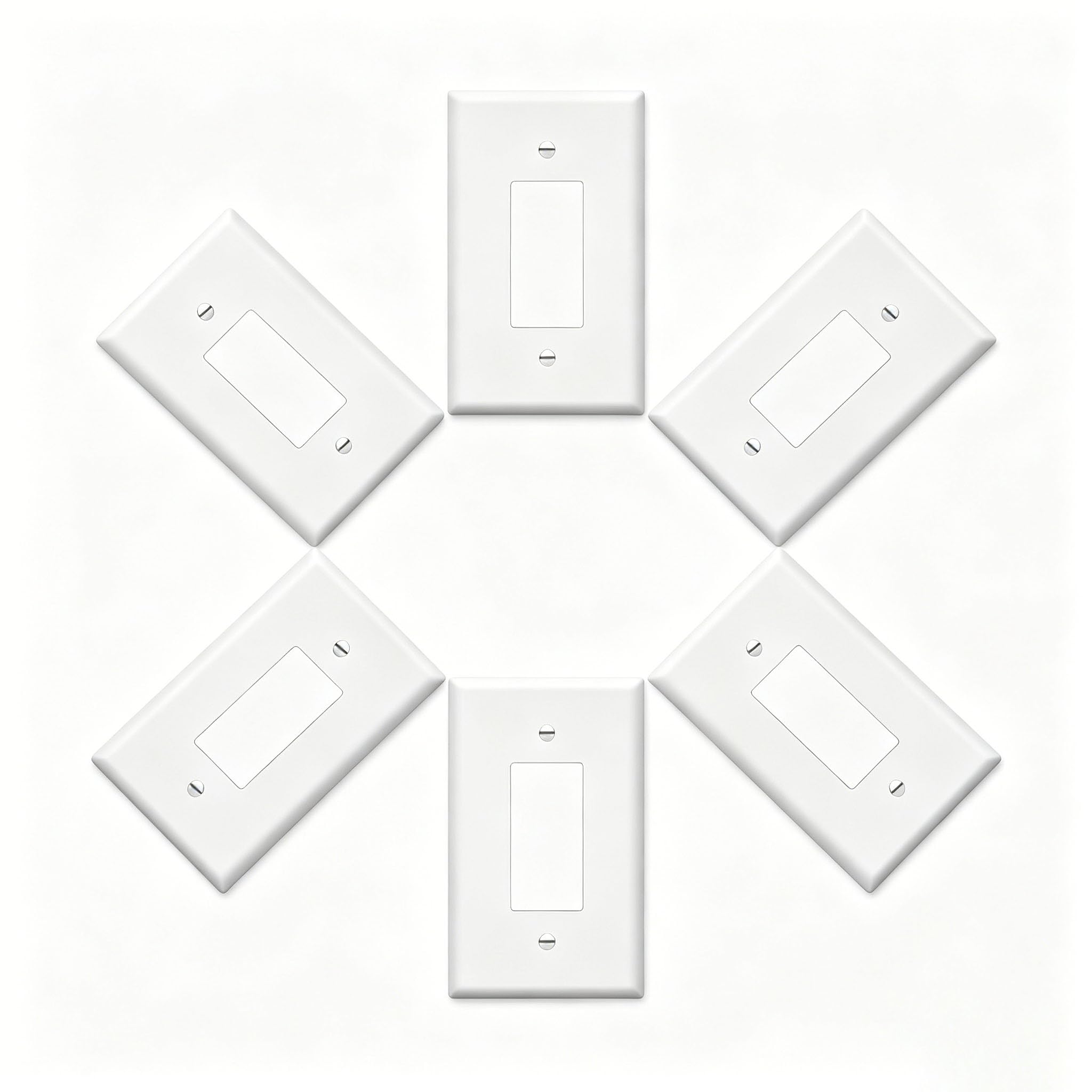 ZEFTV OverSize Decorator Wall Plates 1-Gang 5.5" x 3.5" Switch Outlet Electrical Cover Plate Unbreakable Thermoplastic Faceplate for Light Receptacle Outlet Switch, White (6 Pack)