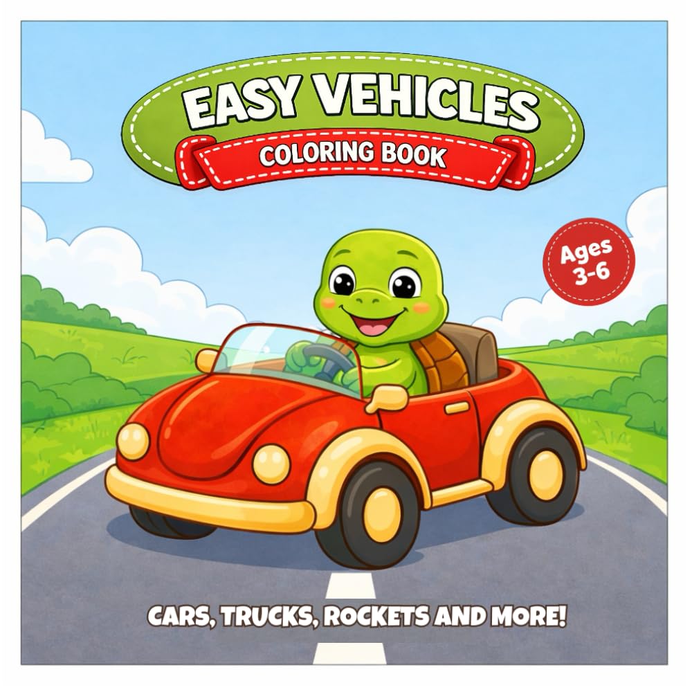 Easy Vehicles Coloring Book: Trucks, Rockets and More!