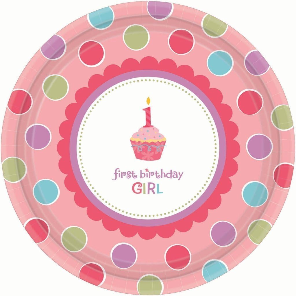 Amazon.com: Amscan Sweet Little Cupcake Girl Dinner Plates - 18 ct ...