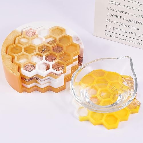 Miniatura 3 de Moldes de resina UV de panal de abeja de 5 piezas, moldes de silicona para manualidades de resina y decoración del hogar