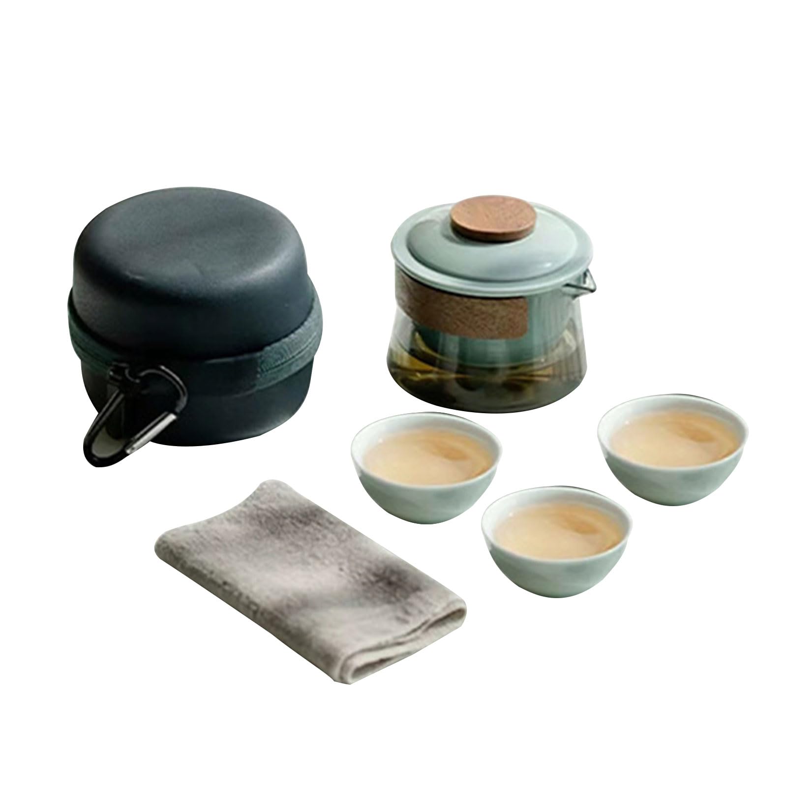 Jazuaiao Ceramics Gongfu Tea Set Portable Travel Tea Set with Teapot Teacups Towel Travel Bag Suitable for Home Outdoor Camping