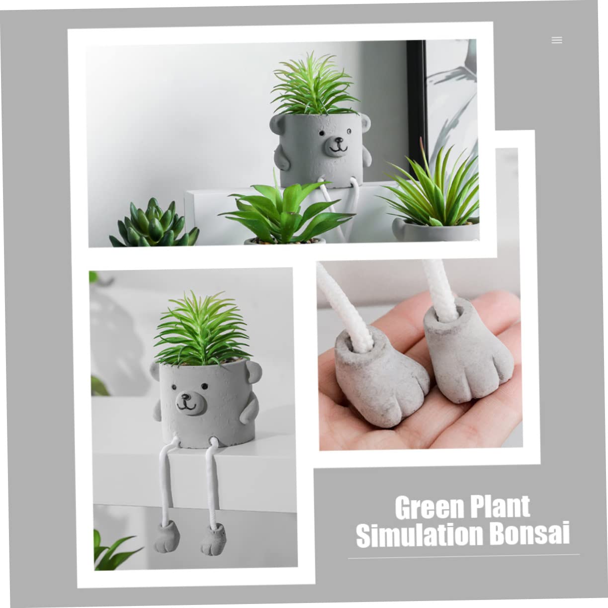 MAGICLULU Decorazione Bonsai in Vaso Gambe Sospese, Pianta Verde Artificiale in Cemento e Plastica, Aspetto Vivido per Camera da Letto e Casa