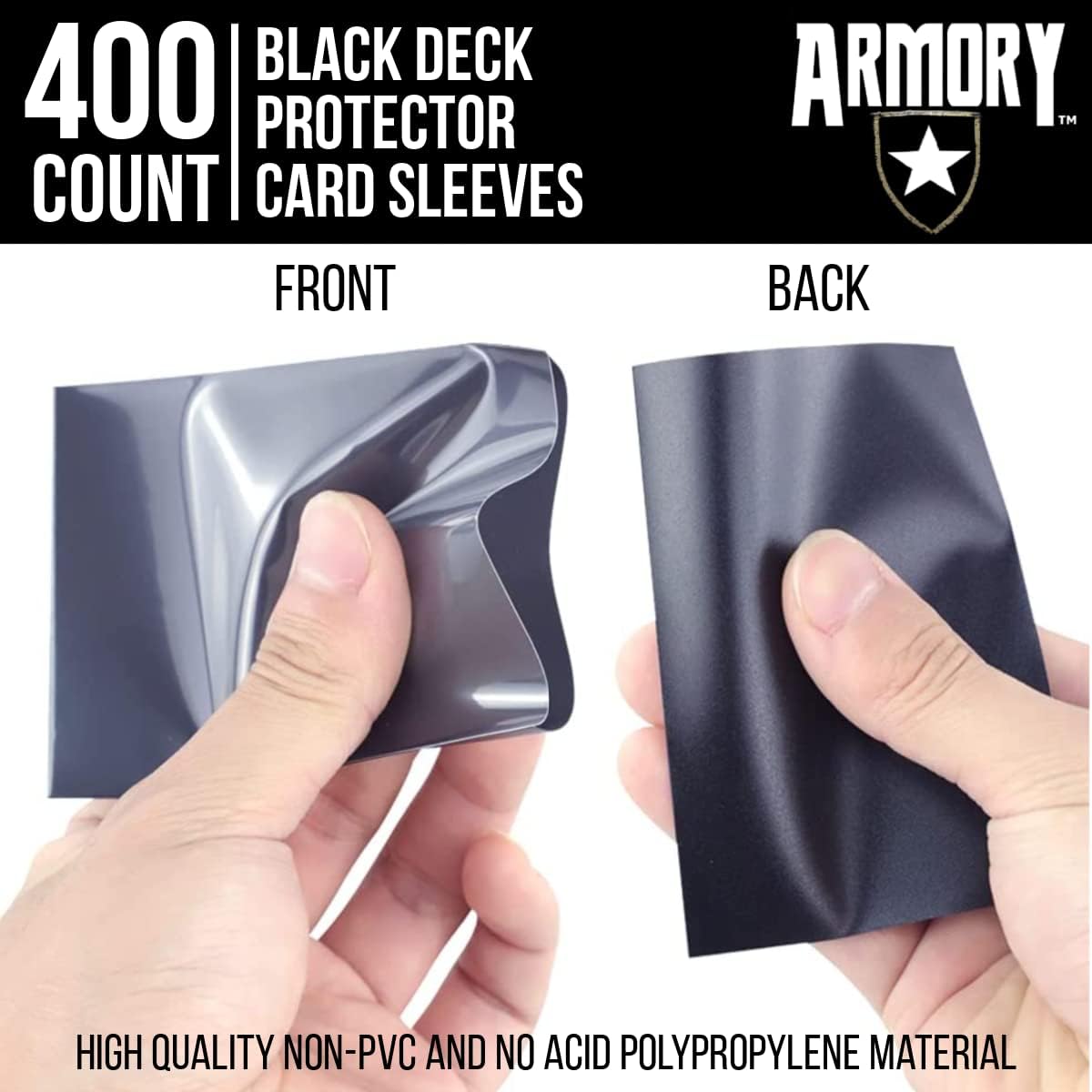 ARMORY 400 Pack Matte Black Deck Card Gaming Sleeves | Protective Trading Card Sleeves for Yugioh, Yu-Gi-Oh!, Pokemon, Legends, Marvel Champions, Final Fantasy, TCG, CCG, LCG, MTG, and JRPG
