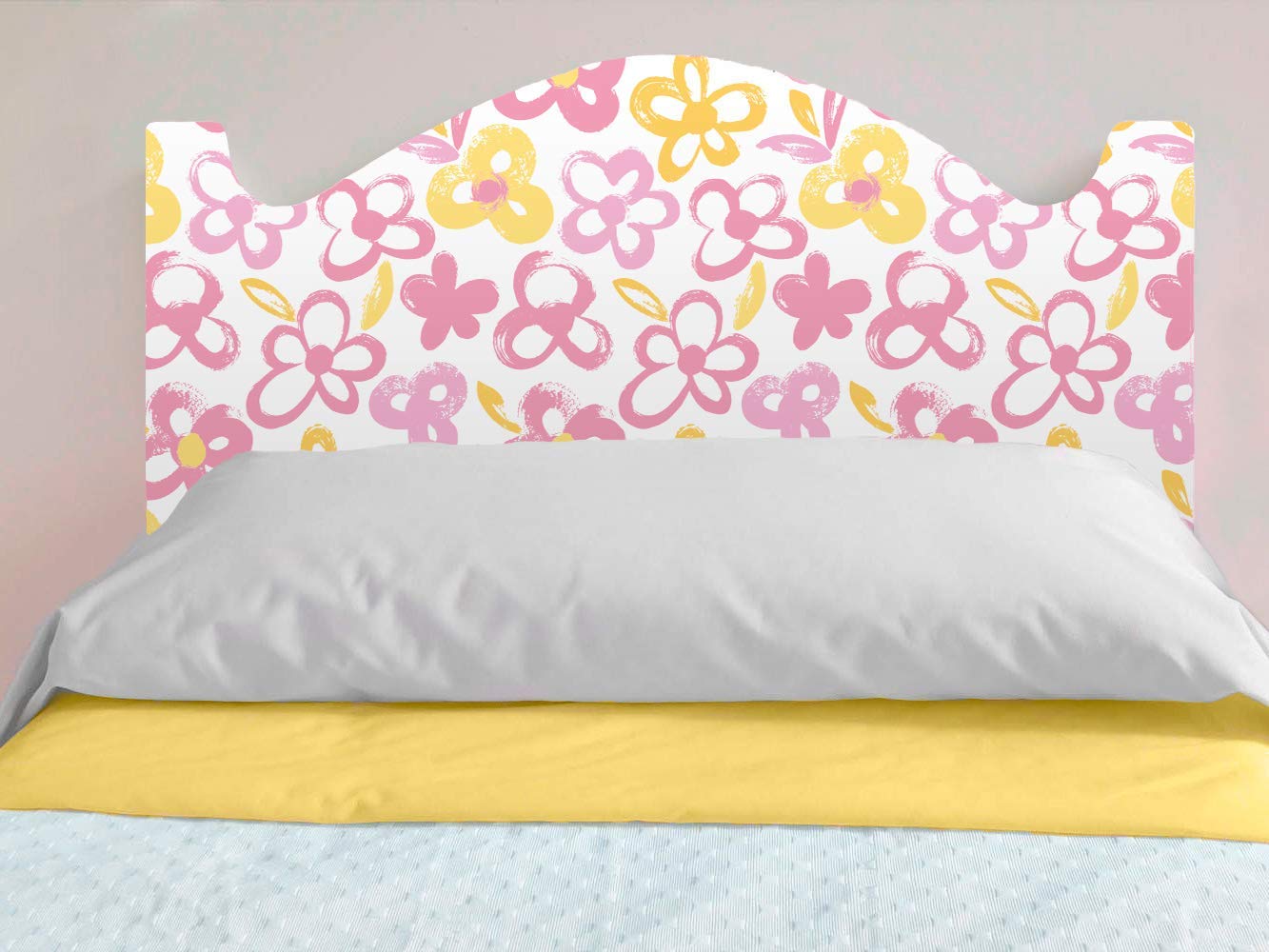 Cabecero Cama Infantil PVC Impresión Digital Flores | 115 x 60 cm | Disponible en Varias Medidas | Cabecero Ligero, Elegante, Resistente y Económico