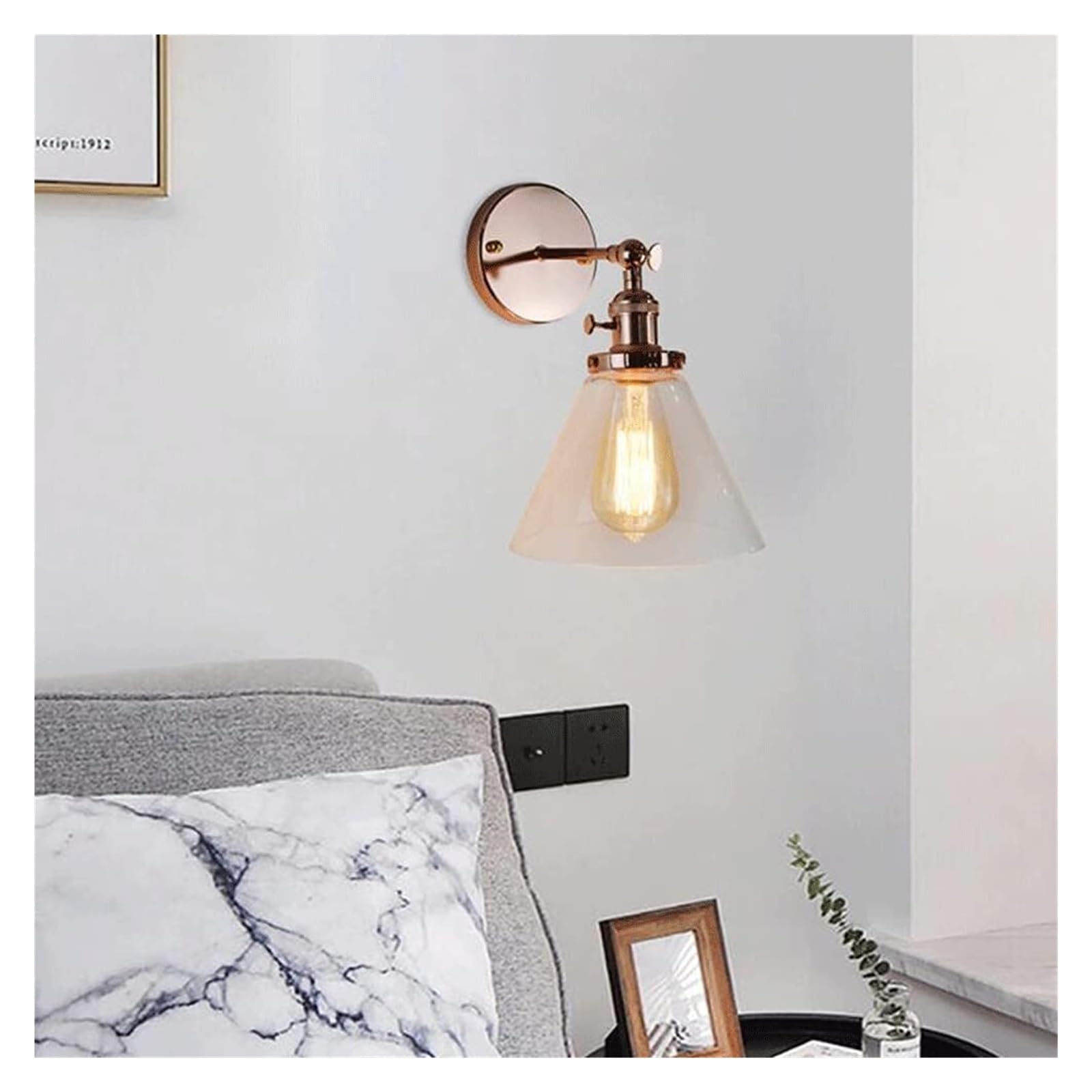 Wandleuchte For Bad/WC, Roségold, 1-flammig, Klarglas, Moderne Badezimmer-/Gäste-/Schlafzimmer-Wandleuchte, Wandleuchte Über Dem Spiegel, Nachttischleuchte