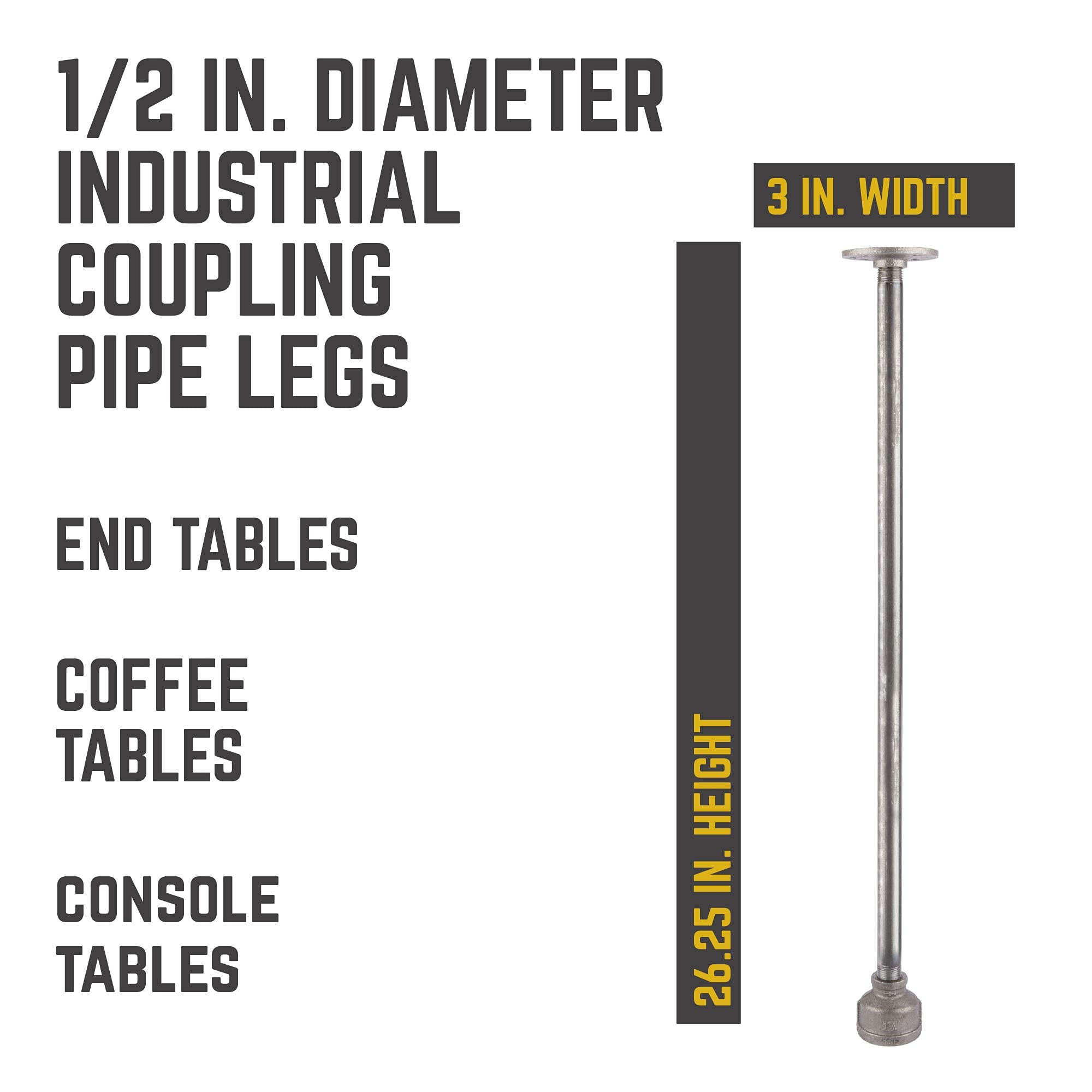 PIPE DECOR 1/2 in. x 26 in. Reduced Coupling Table Legs (4 Pack