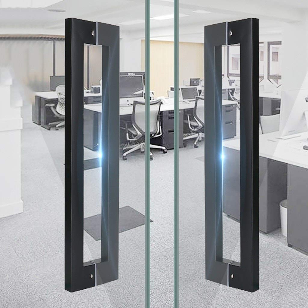 Manilla Cuadrada de Acero Inoxidable Resistente, Color Negro, para Puertas de Cristal de hoteles y oficinas, y Puertas correderas de Madera. Fácil de Instalar. Disponible