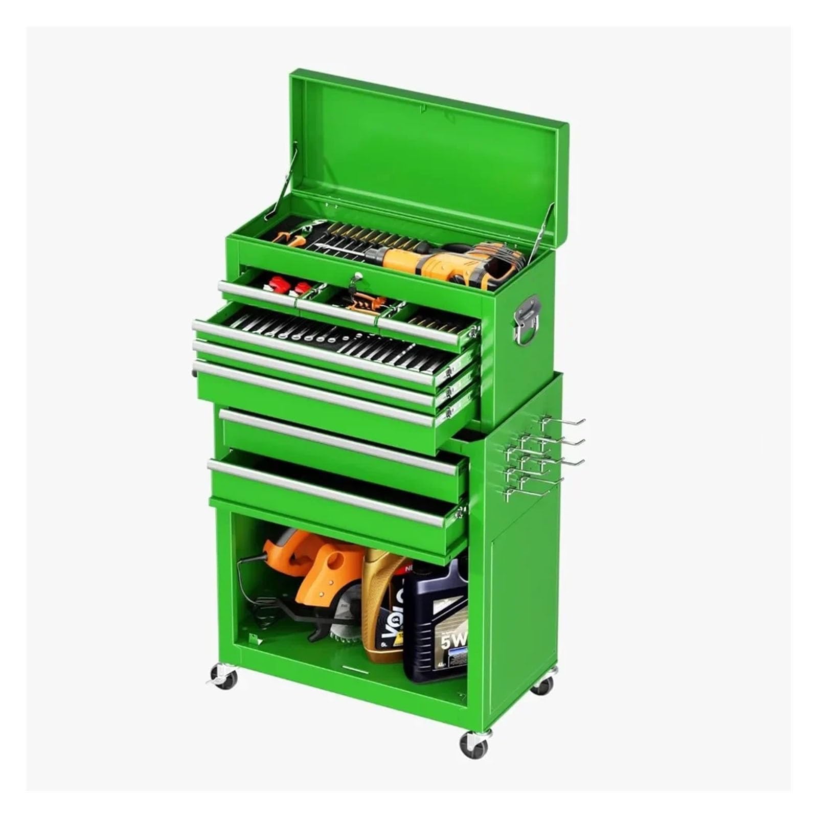 Rolling Tool Chest, 8-Drawer Box, 2 in 1 Detachable Chests &, Portable Steel Cabinets w/Lockable Wheels & Sliding Drawers for Warehouse, Garage Storage and Toolbox